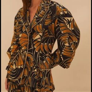 FARM Rio Black and Orange Swirl Blazer